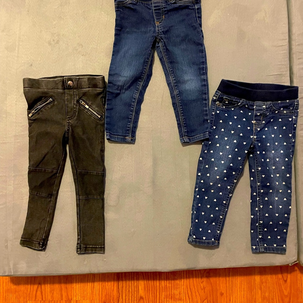 3 pairs of 2T jeans , H&M, Cat & Jack, and Joe Fresh jeans
